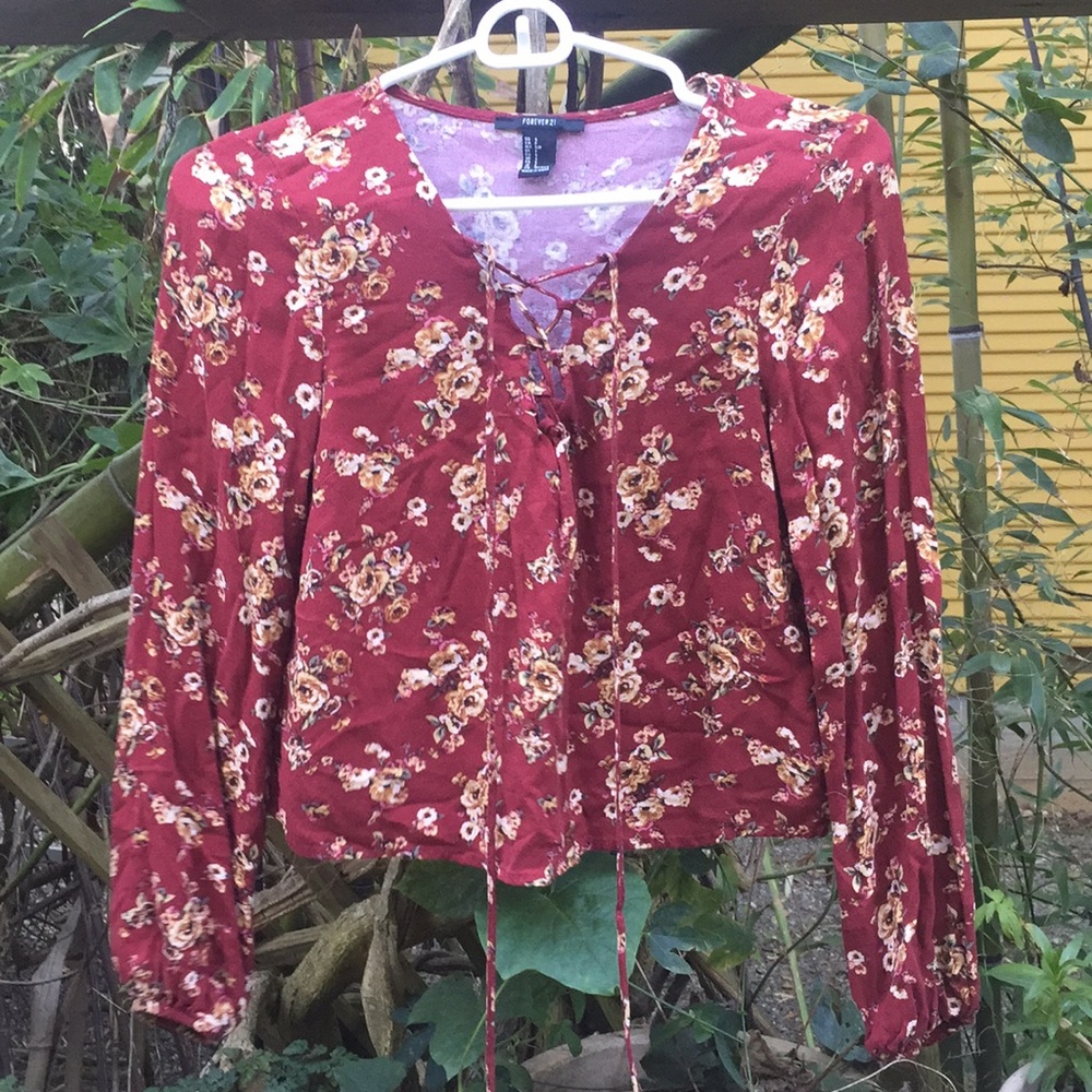 Maroon Floral Blouse